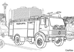 Пожарный Мерседес раскраска распечатать бесплатно на А4 - Пожарная машина