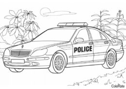 Полицейская машина на пляже (Полицейская машина) разукрашка для печати на А4