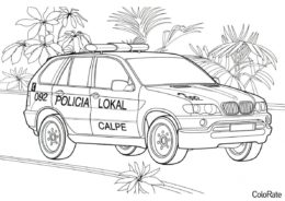 Полицейская машина распечатать раскраску - Полицейский джипп на пляже
