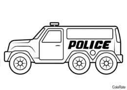 Раскраска Полицейский джипп распечатать на А4 и скачать - Полицейская машина