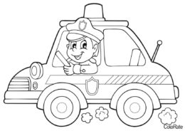 Раскраска Полицейский на машинке распечатать на А4 - Полицейская машина