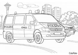 Полицейский фургон (Полицейская машина) разукрашка для печати на А4