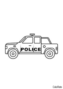 Простой полицейский пикап (Полицейская машина) раскраска для печати и загрузки