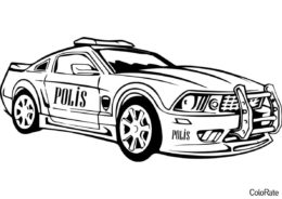 Стильная раскраска полицейской машины (Полицейская машина) разукрашка для печати на А4