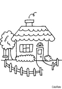 Дом с небольшим участком раскраска распечатать бесплатно на А4 - Домики