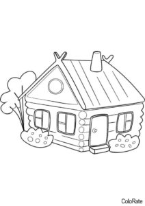 Сказочный домик на поляне бесплатная раскраска - Домики
