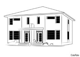 Распечатать раскраску Современный двухуровневый дом - Домики