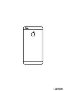Старенький iPhone бесплатная раскраска - Айфон