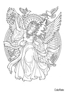 Ангел - детализированная раскраска - Ангел распечатать раскраску на А4