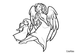 Два прекрасных ангела раскраска распечатать на А4 - Ангел