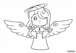 Милый ангелочек молится раскраска распечатать бесплатно на А4 - Ангел
