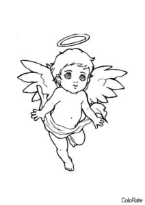 Ангел бесплатная раскраска - Милый ребенок