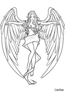 Стильный ангел (Ангел) раскраска для печати и загрузки