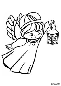 Раскраска Ангел с фонарём распечатать на А4 - Ангел