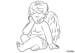 Разукрашка Скульптура "Младенец ангел" распечатать на А4 и скачать - Ангел
