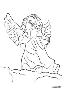 Раскраска Читающий ангел - Ангел