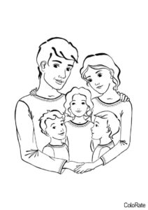 Раскраска Прекрасная семья распечатать на А4 и скачать - Семья