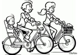 Семейная велопрогулка (Семья) раскраска для печати и загрузки