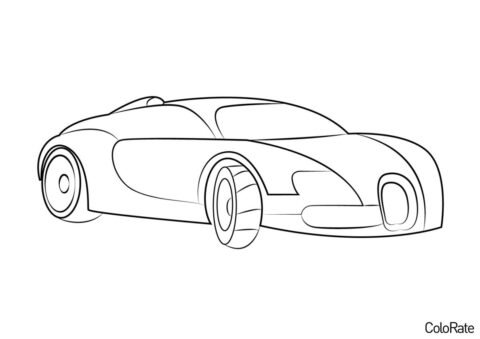 Гоночная машина бесплатная разукрашка - Спортивная машина Bugatti