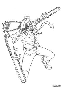 Человек-бензопила в ярости (Человек-бензопила) раскраска для печати и загрузки