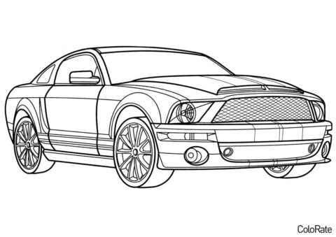 Знаменитый Ford Mustang распечатать разукрашку бесплатно - Машинки