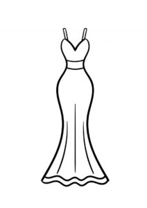 Аккуратное вечернее платье (Платья) раскраска для печати и загрузки