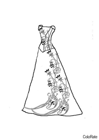 Вечернее платье с узорами (Платья) бесплатная раскраска на печать