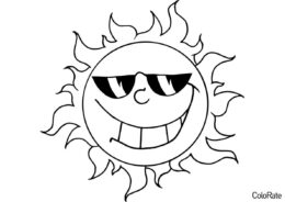Солнышко в очках (Смайлики) разукрашка для печати на А4