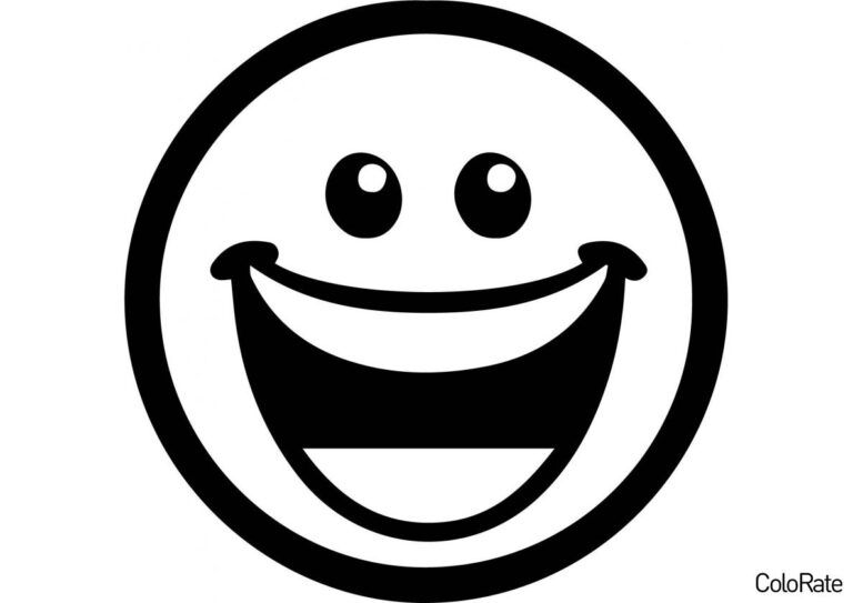 Раскраска Улыбка до ушей распечатать - Смайлики