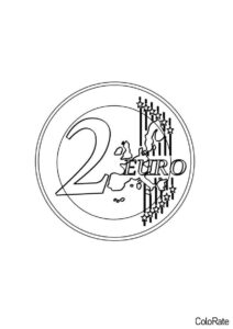 2 Евро - Деньги раскраска распечатать на А4