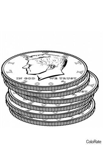 Стопка монеток раскраска распечатать на А4 - Деньги