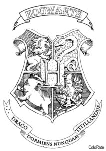Бесплатная разукрашка для печати и скачивания Эмблема школы - Гарри Поттер