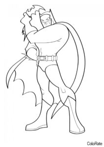 Бэтмен в боевой стойке раскраска распечатать на А4 - Супергерои