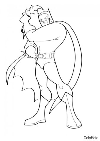 Бэтмен в боевой стойке раскраска распечатать на А4 - Супергерои