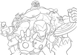 Герои команды Мстителей (Супергерои) бесплатная раскраска на печать