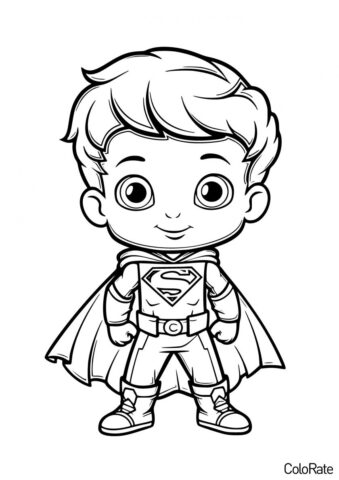 Милый Супермен (Супергерои) раскраска для печати и загрузки