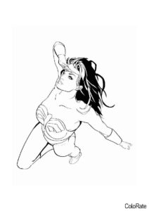 Бесплатная раскраска Чудо-женщина распечатать и скачать - Супергерои