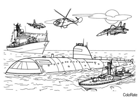 Корабли распечатать раскраску на А4 - Военные действия