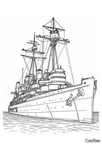 Военный корабль (Корабли) распечатать раскраску