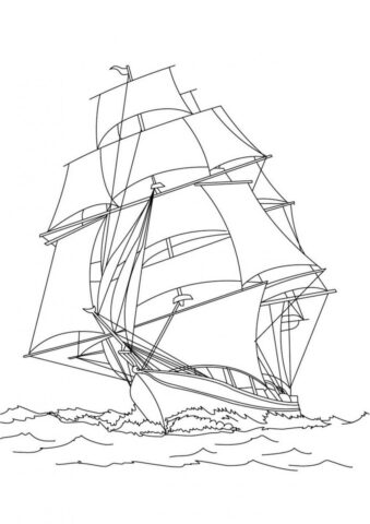 Корабли бесплатная разукрашка - Парусный корабль