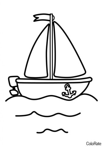 Корабли распечатать раскраску - Простой кораблик для детей