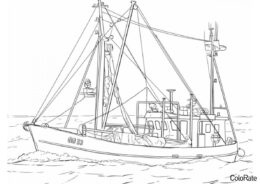 Рыбацкое судно - Корабли бесплатная раскраска