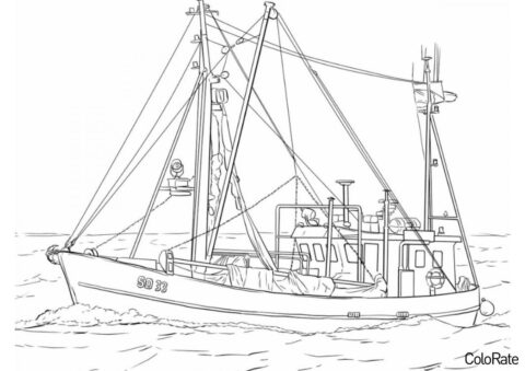 Рыбацкое судно - Корабли бесплатная раскраска
