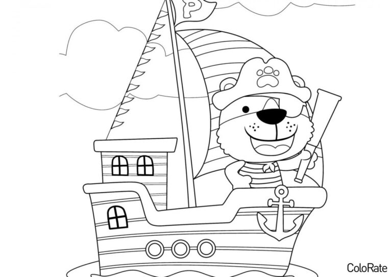 Раскраска Юный пират распечатать - Корабли