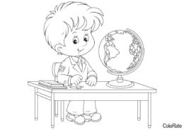 1 сентября бесплатная разукрашка - Мальчик с глобусом