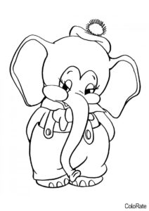 Застенчивый слонёнок (Для малышей) распечатать бесплатную раскраску