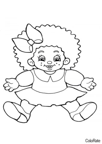 Разукрашка Игрушечная кукла распечатать на А4 и скачать - Для малышей