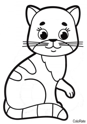 Кошка - Для малышей раскраска распечатать на А4