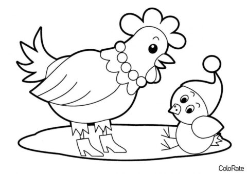 Курочка и цыплёнок (Для малышей) распечатать разукрашку