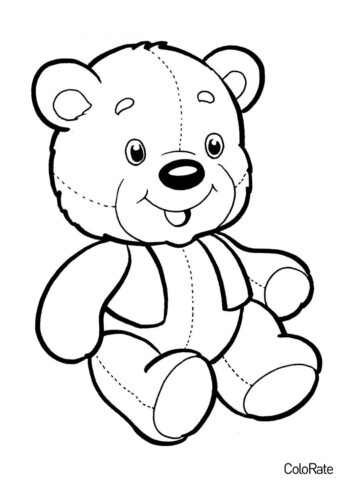 Для малышей распечатать раскраску на А4 - Плюшевый медвежонок